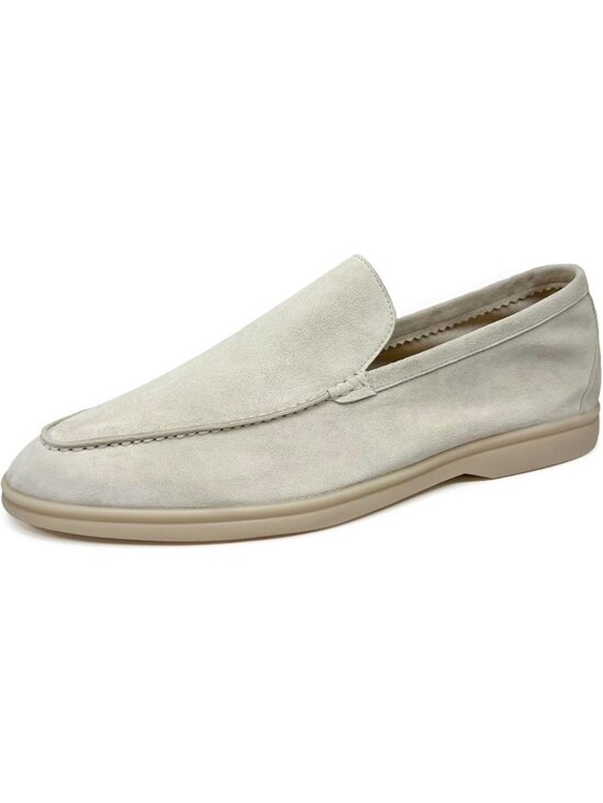 Men\'s White Loafers Shoes Genuine Sheepskin Suede Solid Minimalist Slip On main image 2